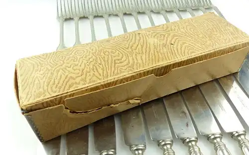 E10327 Sehr altes Besteck Augsburger Faden 24 teilig Wello Silber wohl Wellner