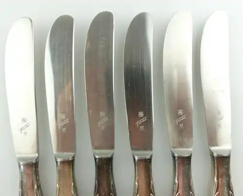 e9699 6 WMF Messer mit versilberten Griffen in 90 Silberauflage