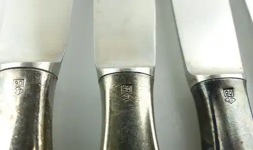 e9699 6 WMF Messer mit versilberten Griffen in 90 Silberauflage
