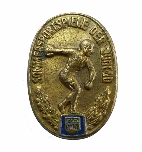 e10403 DDR Anstecknadel Pin Sommersportspiele der Jugend FDJ goldfarben