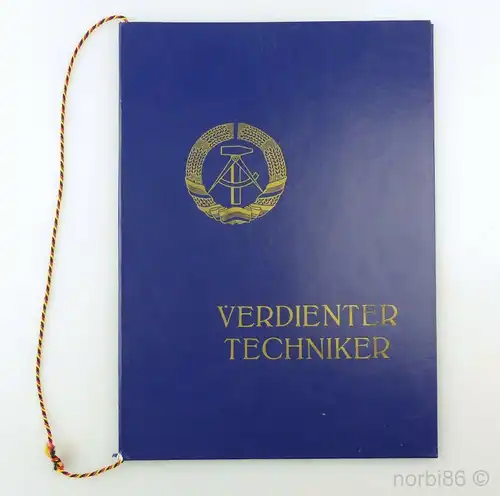 e10667 Verdienter Techniker des Volkes mit Urkunde und Banner der Arbeit Urkunde