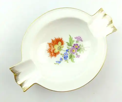 #e4241 Meissen Porzellan Aschenbecher mit Blumen und Goldrand 1. Wahl