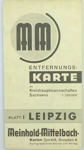 Mittelbach Karte: Entfernungskarte Blatt 1 Leipzig Sachsen e941