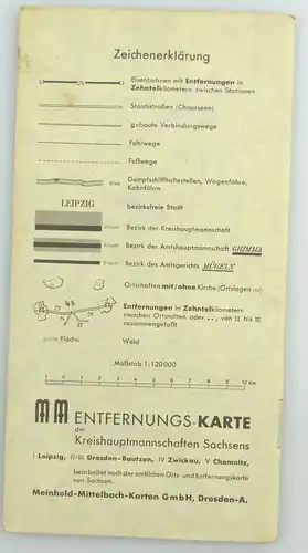 Mittelbach Karte: Entfernungskarte Blatt 1 Leipzig Sachsen e941