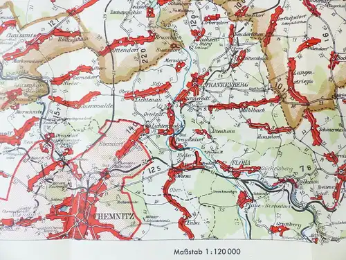 Mittelbach Karte: Entfernungskarte Blatt 1 Leipzig Sachsen e941