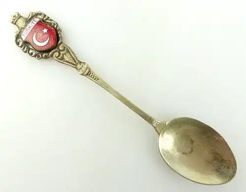 #e2015 Original alter 800er Silberlöffel mit emailliertem Wappen der Türkei