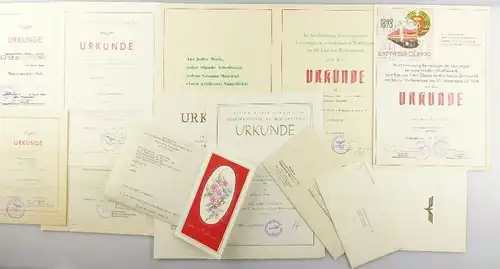 #e4075 Nachlass: Verdienter Eisenbahner der DDR 1953 mit Urkunde + Urkunden etc.