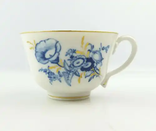 E10842 Meissen Mokkatasse mit Untertasse Mokkagedeck 2 teilig Blumen und Gold