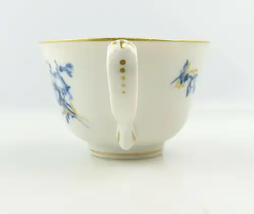 E10842 Meissen Mokkatasse mit Untertasse Mokkagedeck 2 teilig Blumen und Gold