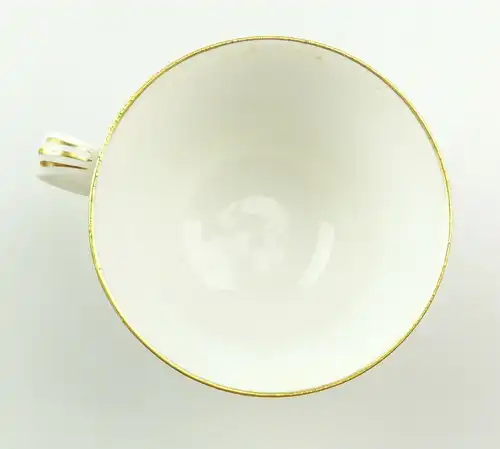 E10842 Meissen Mokkatasse mit Untertasse Mokkagedeck 2 teilig Blumen und Gold