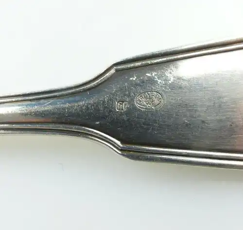 e10866 Alter versilberter Löffel mit Augsburger Faden in 60er Silberauflage