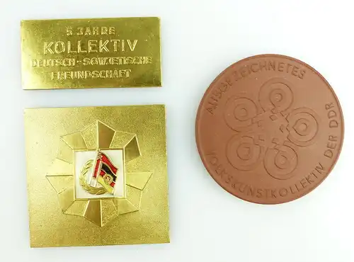 Konvolut 1 Abzeichen + Meissen Medaille: Volkskunstkollektiv e1647