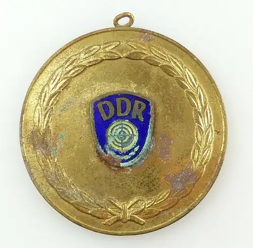 E9330 GST Sportschießen Sieger Medaille DDR goldfarben