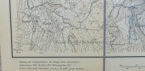 E10183 Original alte Landkarte von 1911 Rosenthal Papstdorf Langenhennersdorf