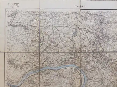 e10182 Original alte Landkarte Königstein Sachsen Porschdorf Hohnstein von 1912
