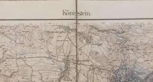 e10182 Original alte Landkarte Königstein Sachsen Porschdorf Hohnstein von 1912
