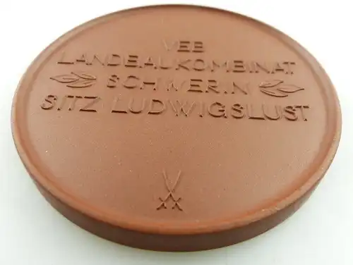 Meissen Medaille: VEB Landbaukombinat Schwerin Sitz Ludwigslust e1600