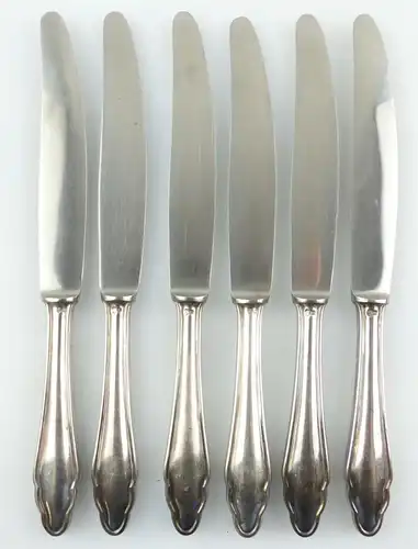 E10911 6 Messer mit versilberten Griffen Henkels Solingen Zwillingswerk Klingen