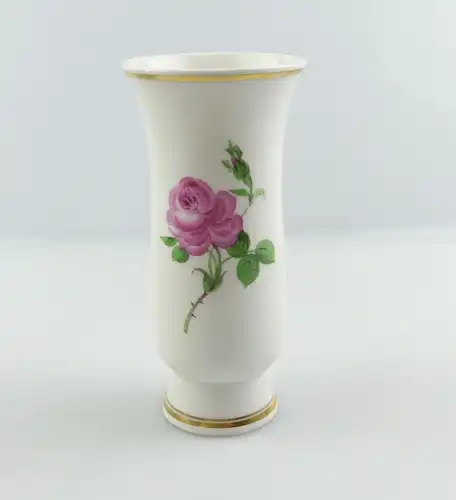 E10901 Meissen Porzellan Vase Rote Rose und Goldrand 2 Wahl