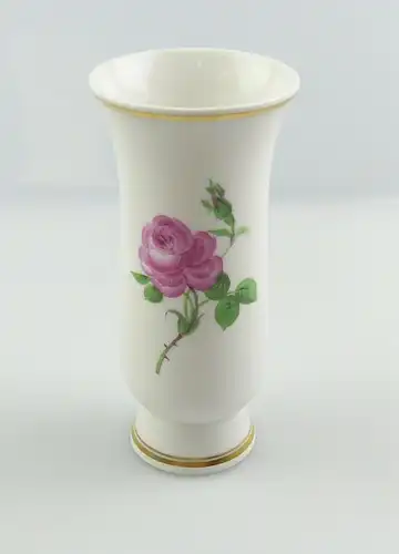 E10901 Meissen Porzellan Vase Rote Rose und Goldrand 2 Wahl