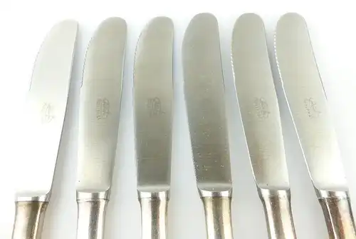 #e2299 Sechs alte Messer in 40er Silberauflage