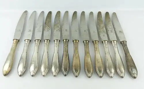 #e2298 Argenta 12 dekorative Messer in 90er Silberauflage