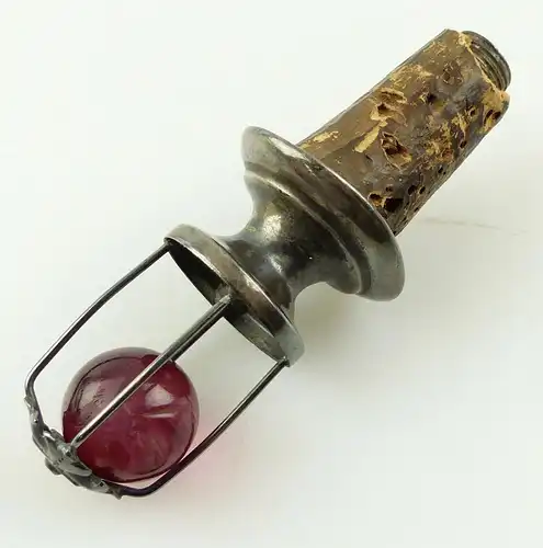 e11018 Original alter Zierkorken mit Ausguss und mundgeblasener Glaskugel pink