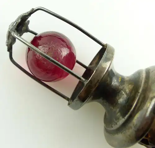 e11018 Original alter Zierkorken mit Ausguss und mundgeblasener Glaskugel pink
