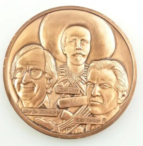 E11010 Alte Medaille aus Bronze Karl May Lex Barker Martin Böttcher 1993