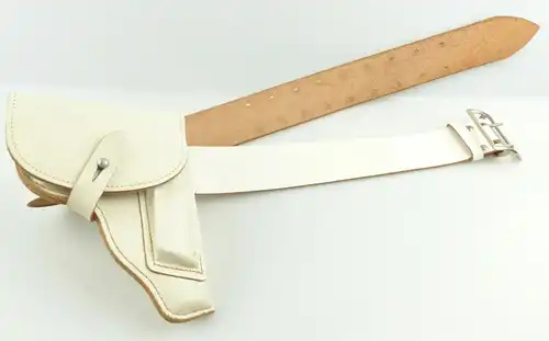 E10976 Original alte MdI NVA Koppel weiß 110 cm 1985 mit weißer Pistolentasche