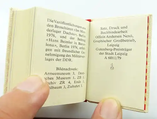 Minibuch: Hans Beimler Freund Genosse unser Vorbild , Leipzig 1979 / r623