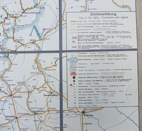 e11069 Automobilkarte für Tirol Vorarlberg Ostschweiz Südbayern Norditalien 1928