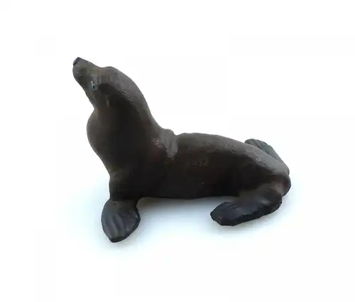 E9375 Antikspielzeug Tier Masse Figur Lineol wohl 50er Jahre Seerobbe Robbe