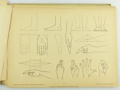 e11131 Hubertus Zeichenblock und Zeichenkunst Vorlagen zum Abzeichnen um 1900