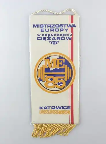 #e6399 Wimpel Mistrzostwa Europy w Podnoszeniu Ciezarow ME 1985 Katowice