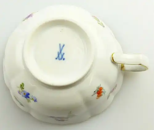 E11223 Meissen Tee Kaffee Gedeck Knaufzeit 1 Wahl Streublümchen mit Goldrand