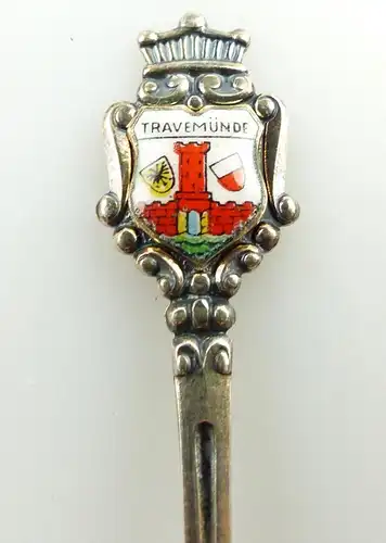 e11222 Original alter Sammellöffel mit Wappen Travemünde 90er Silberauflage