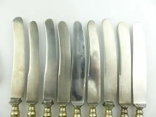 E9288 19 Besteckteile 9 Messer und 10 Gabeln Gründerzeit versilbert
