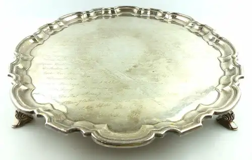 Tablett Ehrengeschenk Botschafter mit Unterschriften 925er Sterling Silber e1311