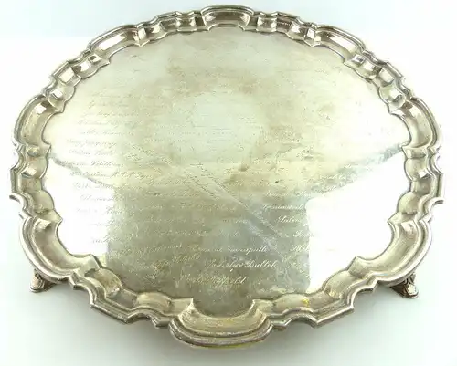 Tablett Ehrengeschenk Botschafter mit Unterschriften 925er Sterling Silber e1311