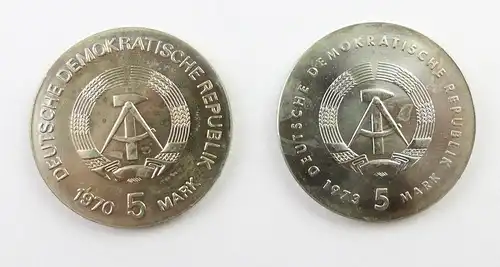 e11257 2x 5 DDR Mark Wilhelm Röntgen 1970 und Otto Lilienthal 1973