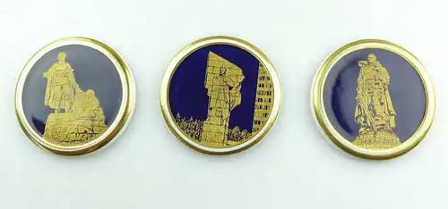 #e4401 3 tolle Medaillen im Etui: Weimarer Porzellan DDR Gedenkstätten im Etui