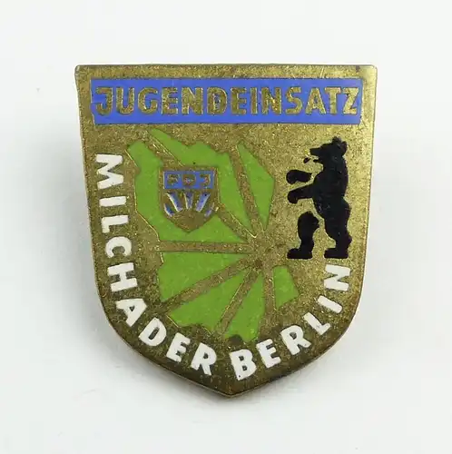 Original altes DDR Abzeichen Jugendeinsatz FDJ Milchader Berlin e11386