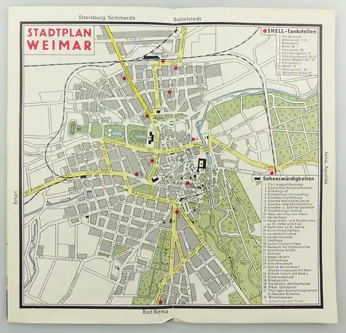 e9593 Alte Shell Stadtkarte Nummer 71 Weimar