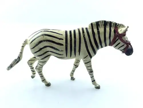 e9374 Antikspielzeug Tier Masse Figur Lineol wohl 50er Jahre Zebra mit Zaumzeug