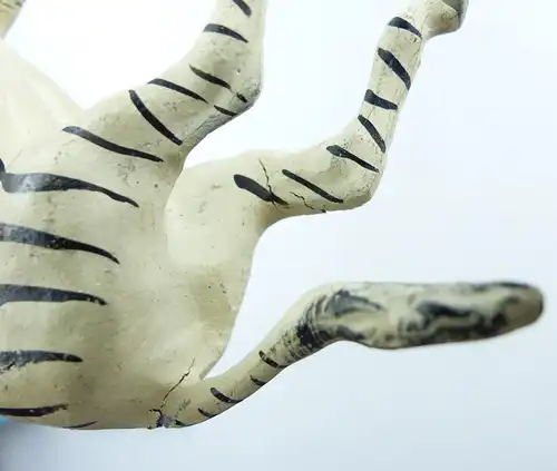 e9374 Antikspielzeug Tier Masse Figur Lineol wohl 50er Jahre Zebra mit Zaumzeug
