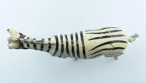 e9374 Antikspielzeug Tier Masse Figur Lineol wohl 50er Jahre Zebra mit Zaumzeug