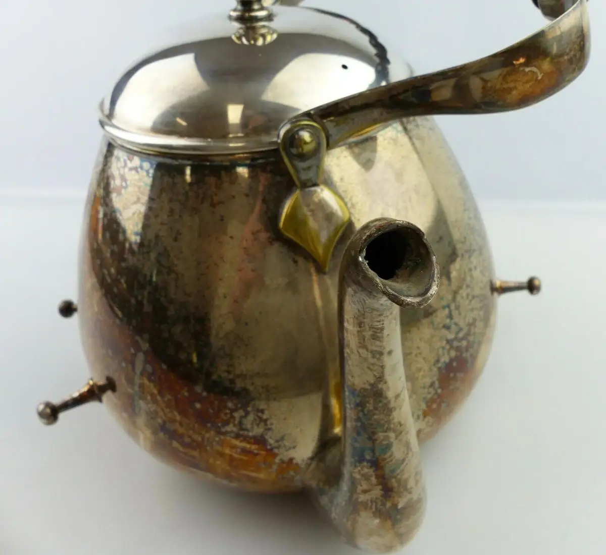 e11617 Toller alter Wasserkessel mit Brenner und Ständer versilbert um 1910 3