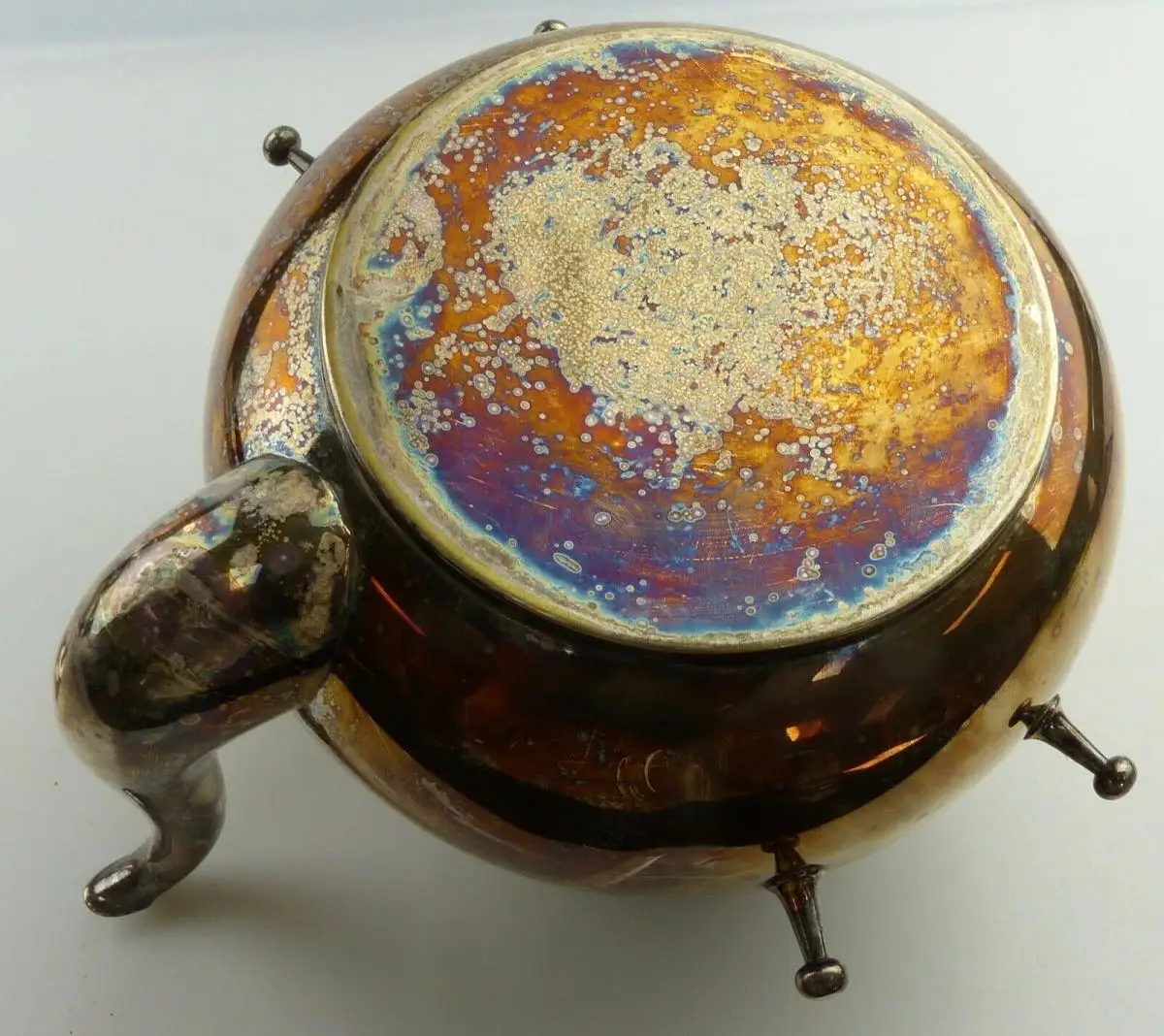 e11617 Toller alter Wasserkessel mit Brenner und Ständer versilbert um 1910 5