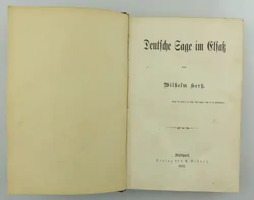 #e8188 Buch: Deutsche Sage im Elsaß, Wilhelm Hertz, Stuttgart 1872, A. Kröner